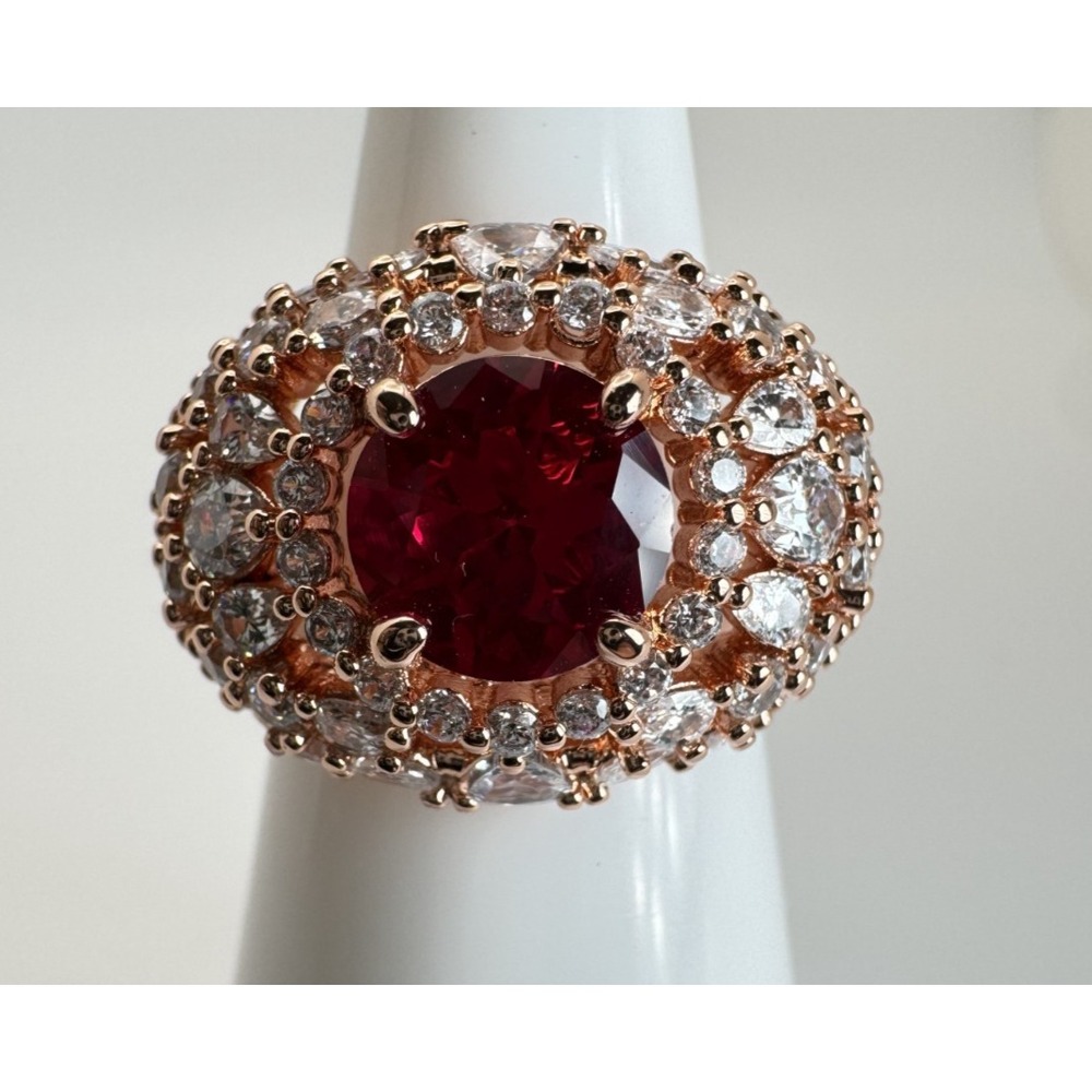 Ring Bomb Party July Bursting With Love Ruby Rose Gold Ring RG11303 Size 6